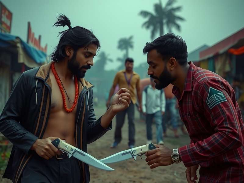 Knives Out gameplay scene showing a character in a tactical position