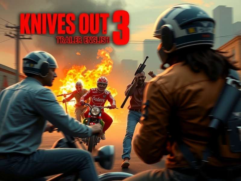 Knives Out 3 trailer scene showing mysterious mansion and characters