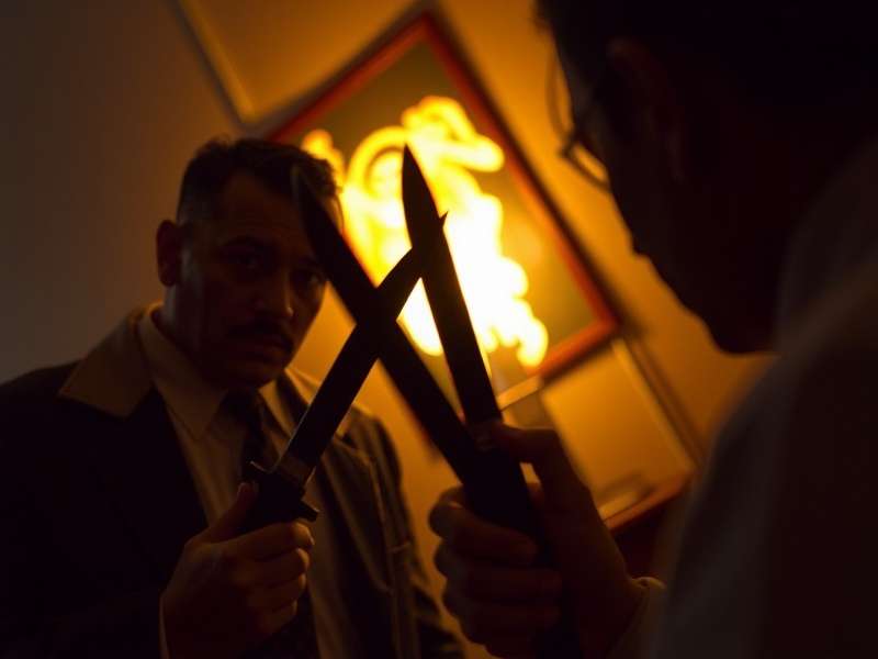 Knives Out movie trailer screenshot showing Detective Blanc