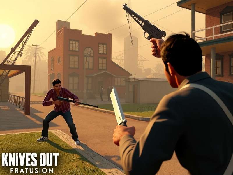 Knives Out New PC Version Gameplay Screenshot showing intense combat in a snowy landscape