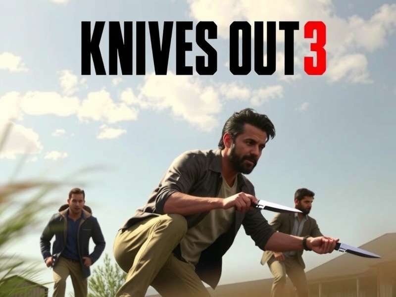 Screenshot from Knives Out 3 trailer showing Benoit Blanc in a new mysterious setting