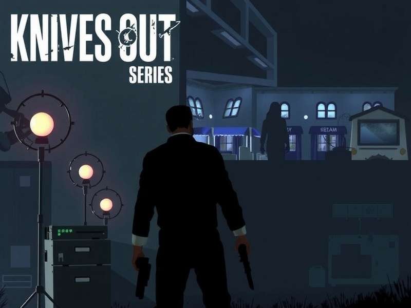 Collage of scenes from the Knives Out film series featuring Daniel Craig as Benoit Blanc