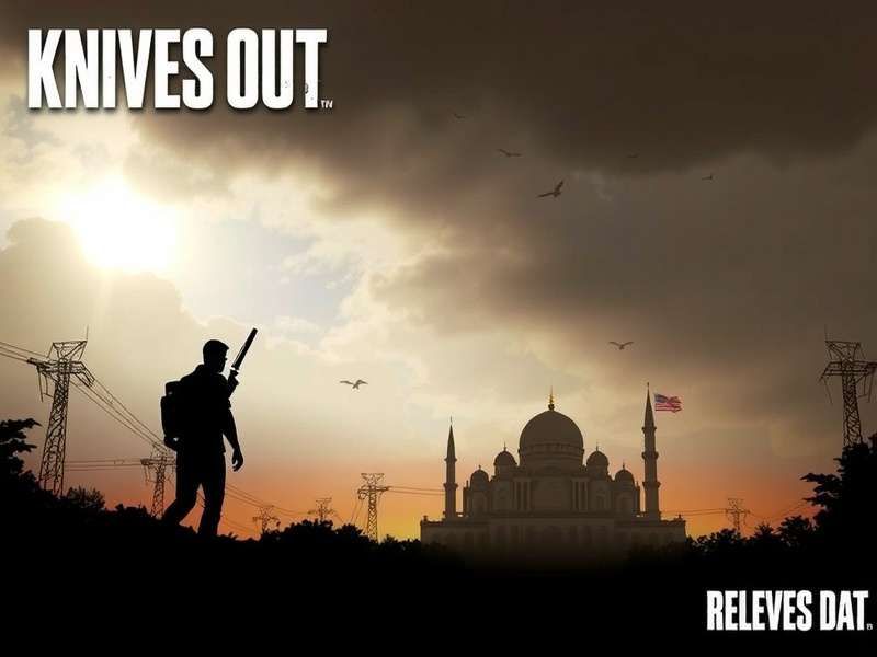 Knives Out movie clapperboard and magnifying glass