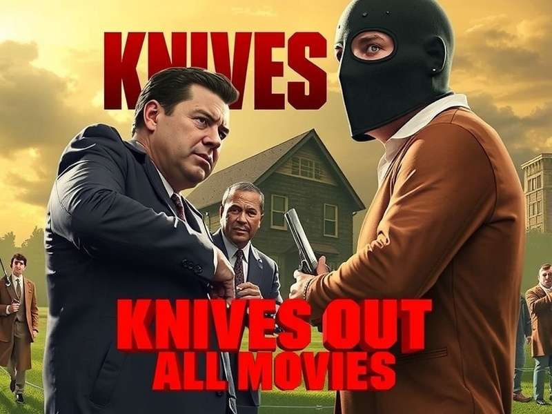 Collage of all Knives Out movie posters featuring Benoit Blanc