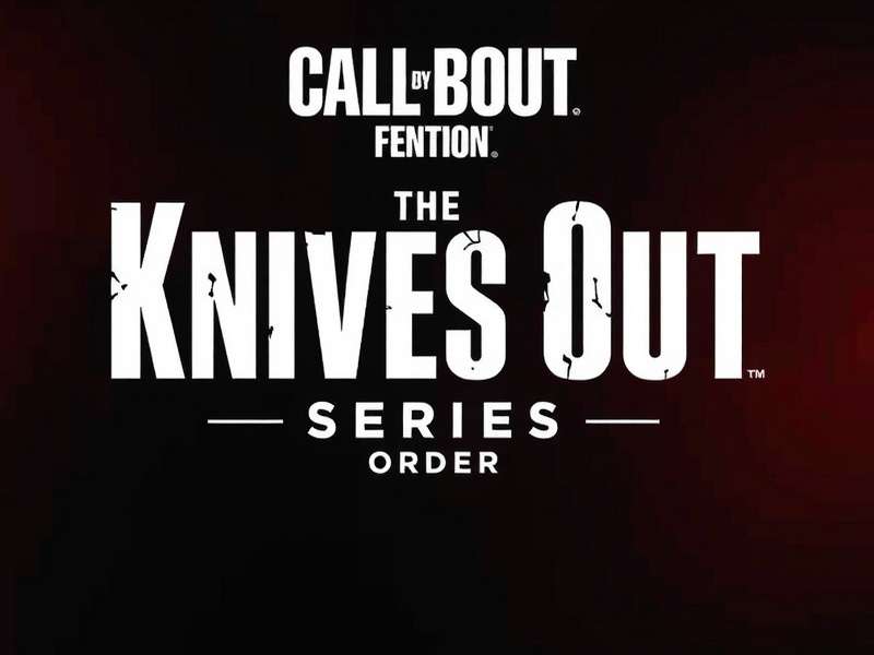 Knives Out movie series timeline collage featuring Benoit Blanc, Harlan Thrombey, and the Glass Onion