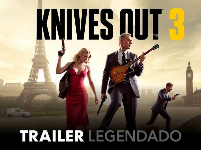 Knives Out 3 trailer scene showing the ensemble cast in a mysterious setting