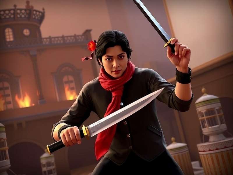 Knives Out PC gameplay action screenshot showing intense battle royale combat in an Asian urban map