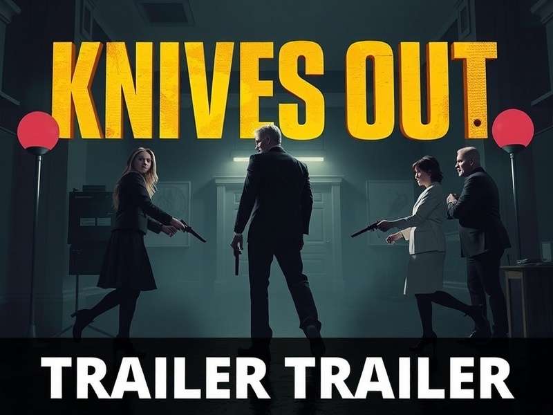 Knives Out Movie Trailer scene featuring the Thrombey family mansion with its grand staircase and eccentric decor