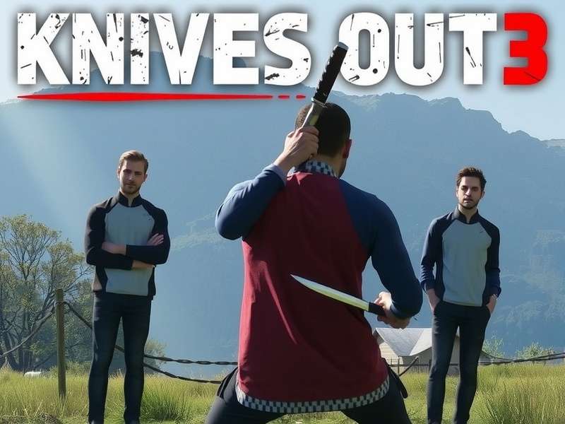 Knives Out 3 Trailer Español — Official banner with title and release highlights