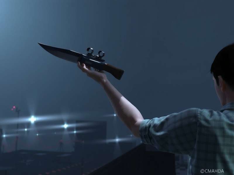 Knives Out 1 ending scene — Marta holding the knife while Benoit Blanc watches