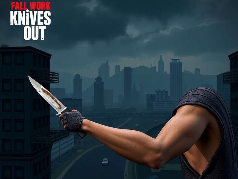 Knives Out battle royale gameplay action shot with weapons and landscape