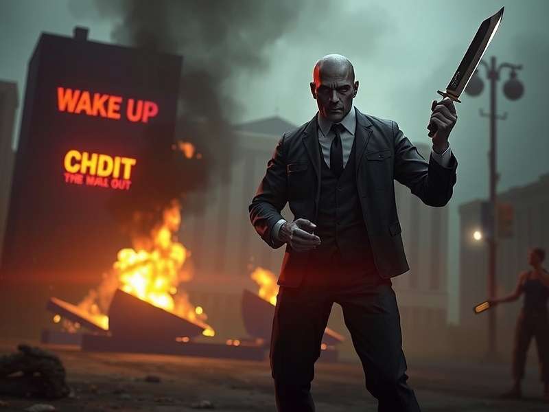 Wake Up Dead Man Knives Out – official key art with shadowy figure and blades